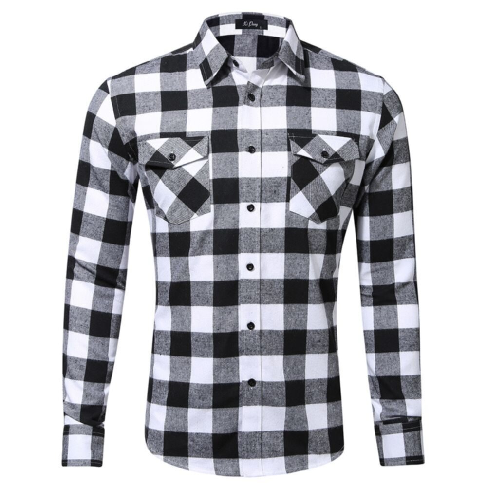 Autumn Plaid Pattern Shirt Soft Men′s Shirt
